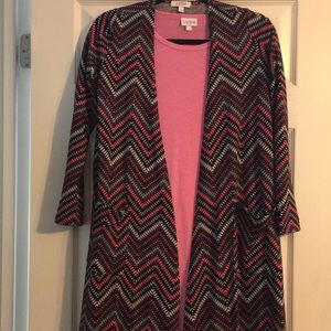 Awesome pink, gray, and black dress with duster!